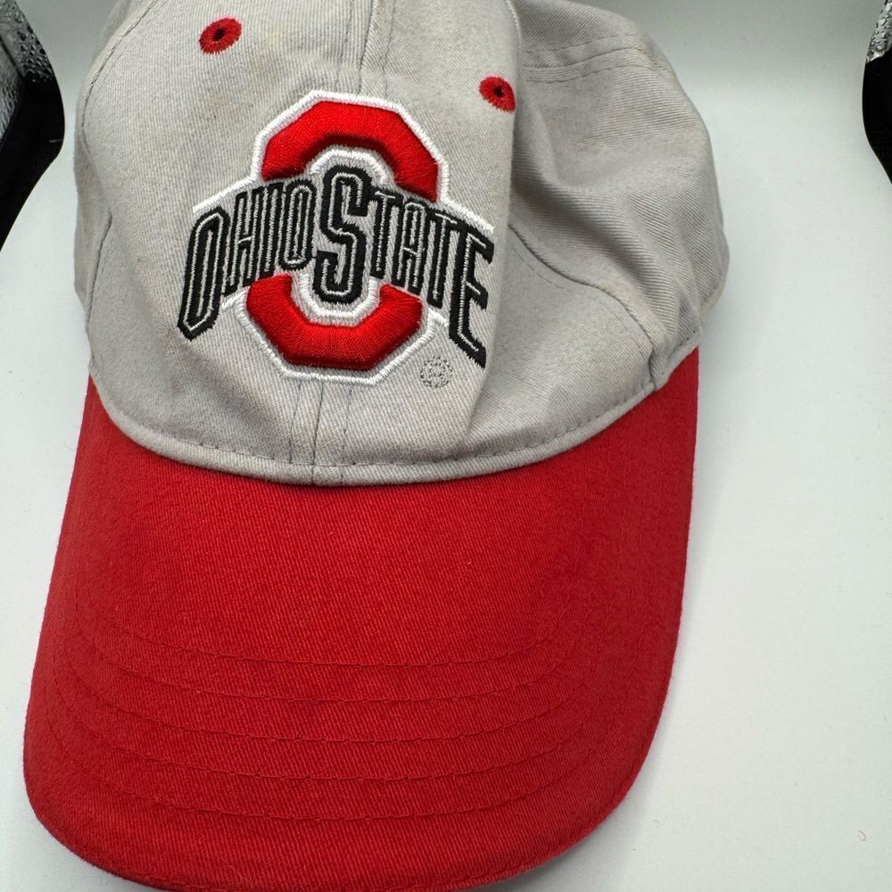 Ohio State Red and Gray embroidered patch baseball cap Velcro back